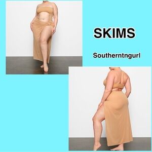 NWT   SKIMS  Mesh High Slit Sarong Maxi Skirt Swim Beach Cover-Up